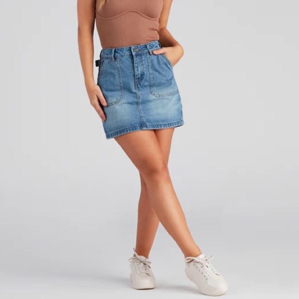 Nature Los Angeles 100% Cotton High-Rise Dark Denim Jean Skirt Women’s Small - Picture 7 of 15